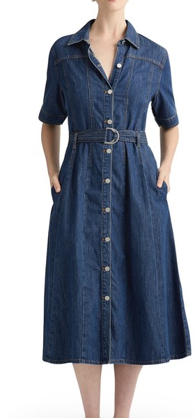 David Lawrence Deena Denim Midi Dress, 12