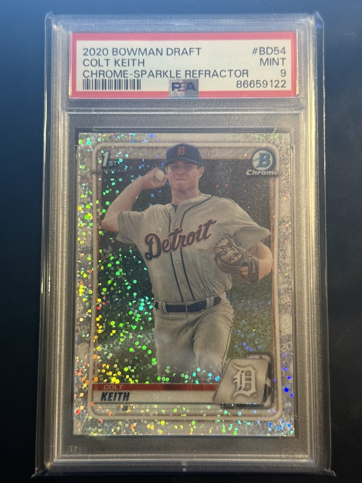 Colt Keith 2020 1st Bowman Chrome Draft Sparkle Refractor PSA 9