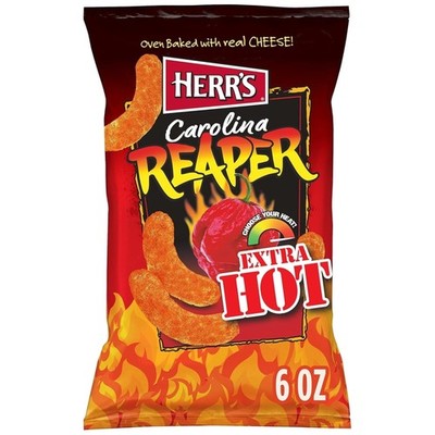 Herr s Cheese Curls, Carolina Reaper Flavor, 6oz Bag 12 Pack