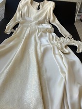 Vintage 1930/40's Ivory Liquid Satin Wedding Dress with Headpiece Med