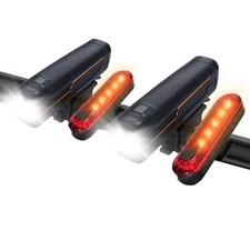 2 Pack 227Lumens 1600mAh Bike Light Set Rechargeable Front & Rear Bicycle Lig...