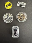 SILVER Batman and Joker set of  5   1 Gram .999 Fine Silver Colorized Coins/bars