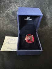 SWAROVSKI Gold-plated Ring with Pink-red Crystal Size 55 New Boxed