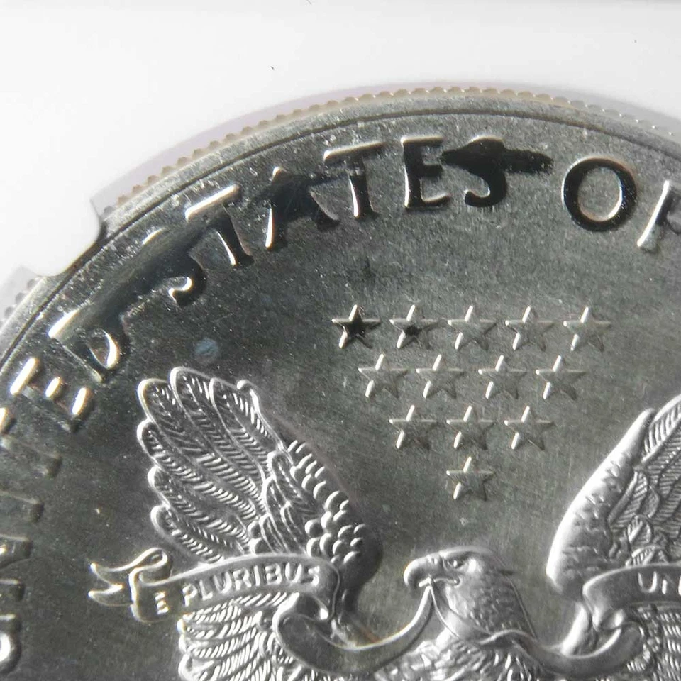 2017 $1 1-oz American Silver Eagle NGC MS69 Mint Error Obverse Strike Thru - Image 4 of 4