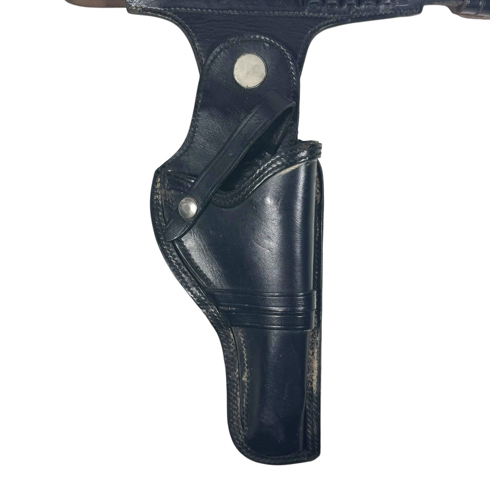Vintage Black JAY-PEE Genuine Cowhide Ammo Belt Sz 38 w/ Patrolman Holster