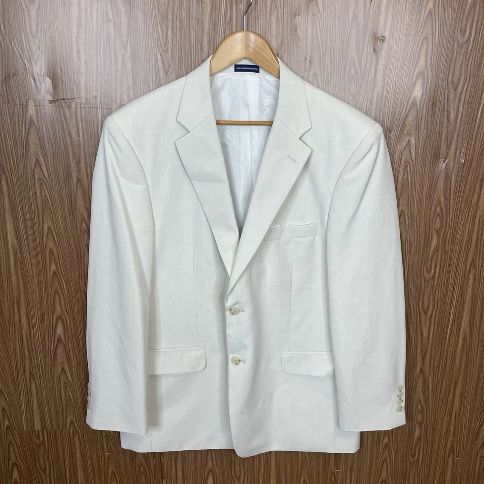 Traje Stafford 2 Piezas Hombre 42R 34x30 Blanco Sólido 100% Poliéster Dos Botones Foto 3 de 4