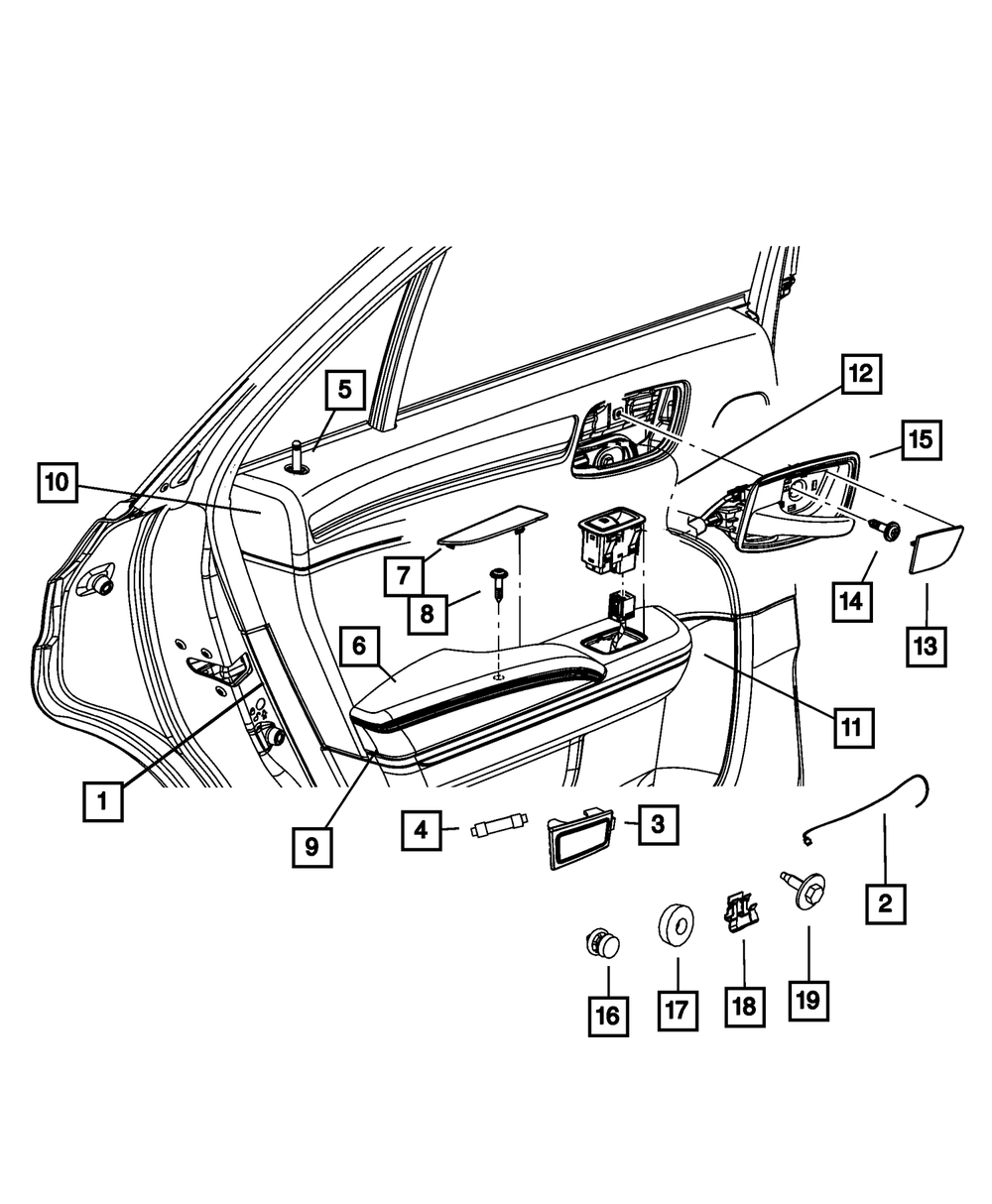 Genuine Mopar Rear Door Trim Panel Right 1JR52DX9AG
