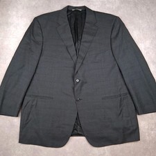 Canali Blazer Sport Coat 50R Charcoal Gray Plaid Classic Fit Stretch Wool Suit