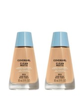 2 Pack Covergirl Clean Matte Liquid Foundation, 553 Sand Beige, 1 fl oz