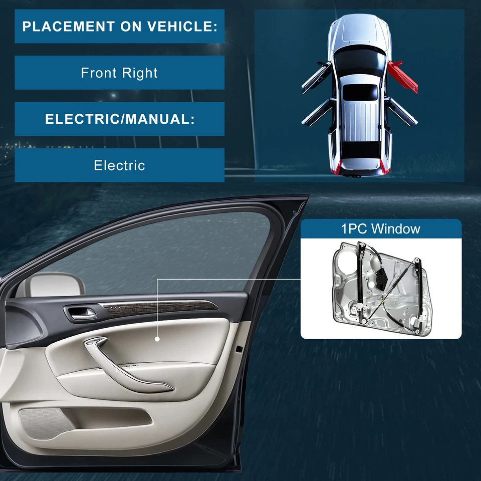 Regulador de ventana con motor delantero derecho Volkswagen Passat 1998 2001 2005 Foto 2 de 4