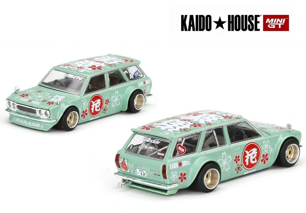 Mini GT Kaido House Datsun 510 Wagon Collectible Race Car in Light Green - New in Box