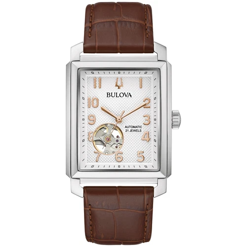 Bulova Men's Sutton Classic President Automatic Brown Leather Watch 33 MM 96A268