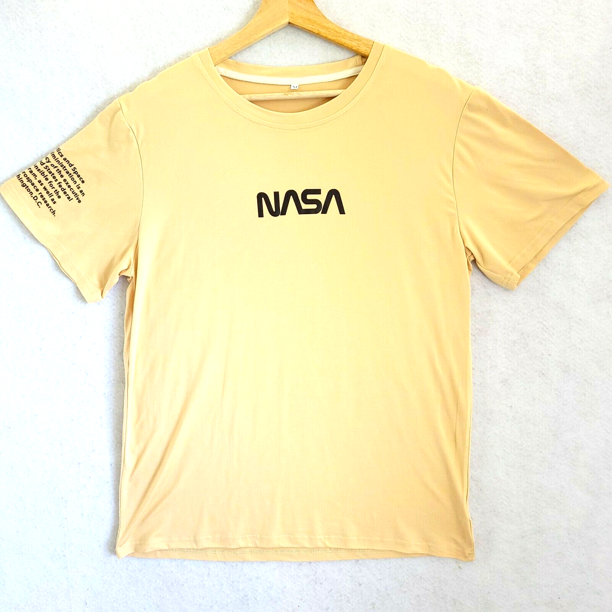 NASA Shirt Mens Medium Yellow Shein T-Shirt Logo Stretch M