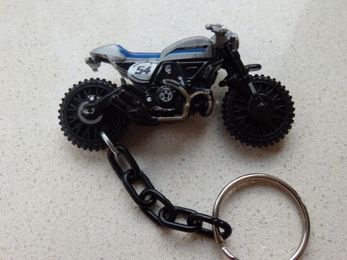 Hot Wheels Ducati Scrambler Motocross Bike fitted with a Keychain Keyring - Picture 3 of 3