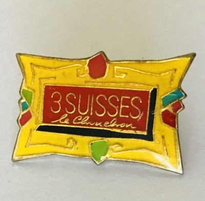 3 Suisses Brand Pin Badge Brooch Vintage Rare (C2)