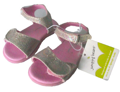 Toddler Girl Sandal Pink Silver 8 Metallic Adjustable Shoes Jumping Beans NEW