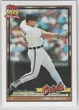 1991 Topps #42B Chris Hoiles Baltimore Orioles (Black Inset Border)