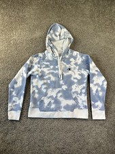 Champion Hoodie Womens Medium Blue White Tie Dye Pullover Sweatshirt FLAW