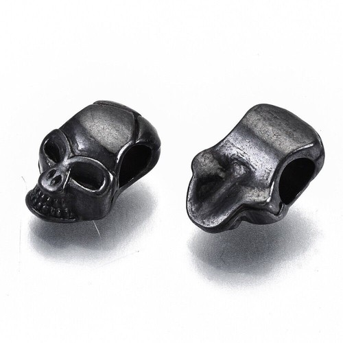 10 Skull Spacer Beads In Gunmetal - Gunmetal Skull Beads - Jewellery Making - Picture 7 of 8