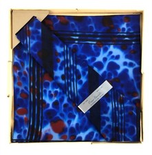 Vintage NEW Cravat Ensemble Deep Dramatic Blue Black Red Abstract Design