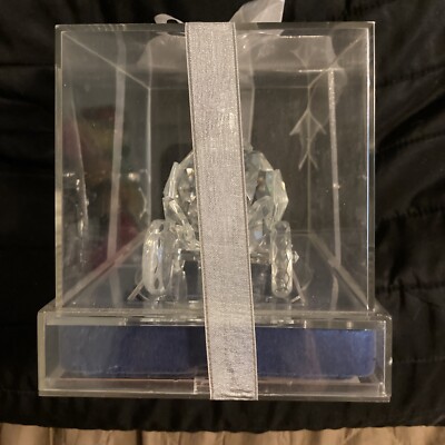 Cinderella Glass Crystal 2 Horses with Carriage on Oval Clear