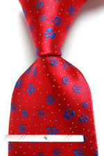 New Classic Polka Dot Red Blue JACQUARD WOVEN 100 Silk Men's Necktie Tie