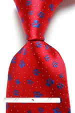 New Classic Polka Dot Red Blue JACQUARD WOVEN 100% Silk Men's Necktie Tie