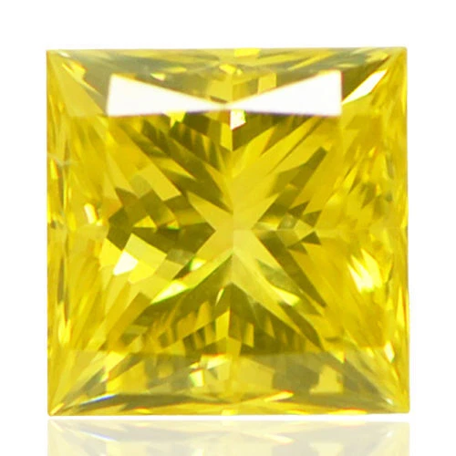 Colgante solitario de diamantes de 1 quilate con forma de princesa natural tratado amarillo 14K SI2 Foto 4 de 4