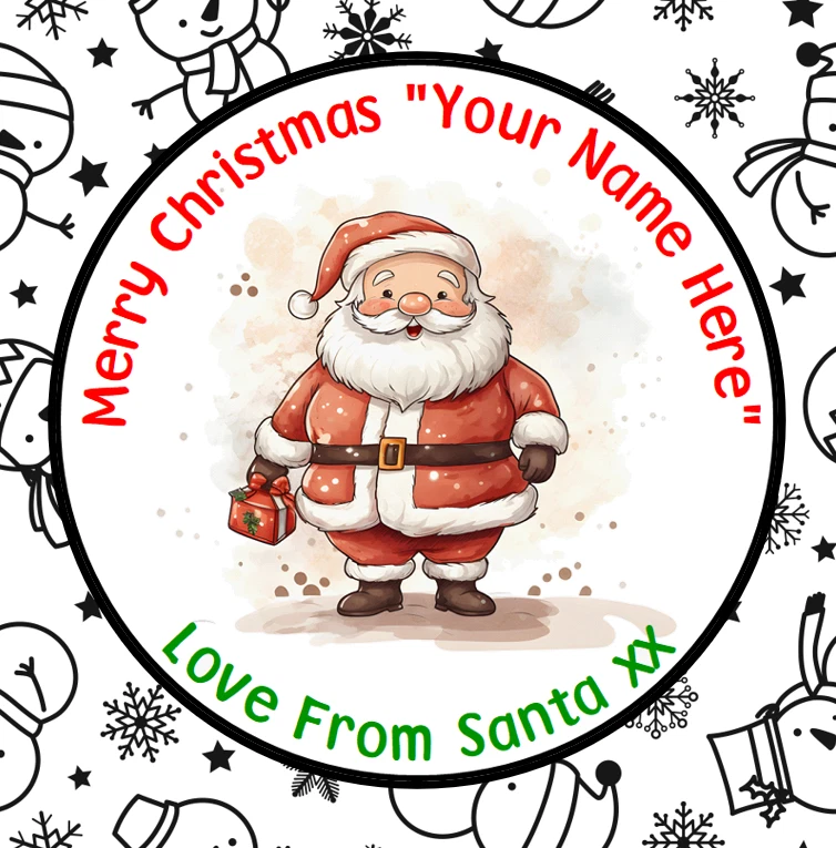 LABEL WARRIOR PERSONALISED CHRISTMAS SANTA STICKERS NAME LABELS GIFT FATHER CHRISTMAS lANTEN