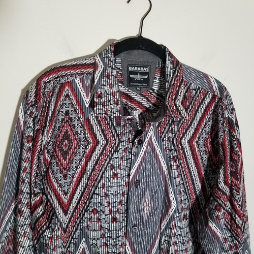 Barabas Shirt Mens XXL Abstract Geometric Art Button Up Long Sleeve Cotton - Picture 2 of 9