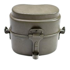 Original Polish Army mess kit Aluminum military bowler pot Army 2 parts mess tin