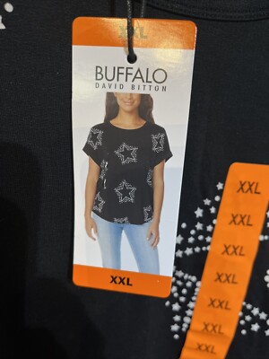 Buffalo David Bitton Ladies Super soft French Terry short sleeve top Stars large