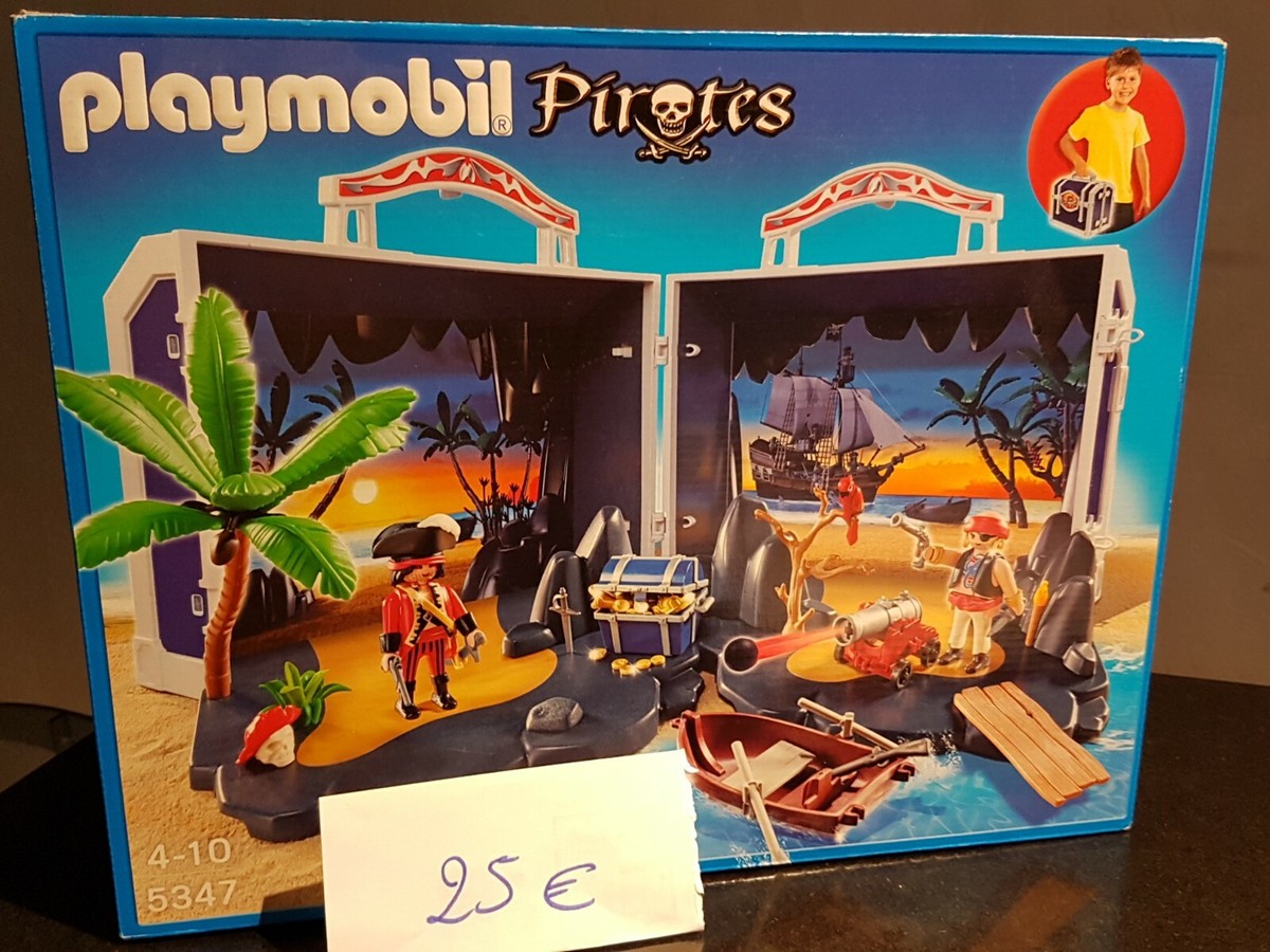 PLAYMOBIL N°5347 PIRATES Boite complète (valise avec pirates +île