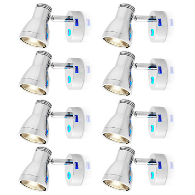 1-8PCS 12V LED Reading Light Wall Mount USB Interior Bedside Book Lamp for Boat