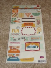 Basic Grey Cardstock Sticker Sheet ~ Carte Postale....Travel Words/Phrases