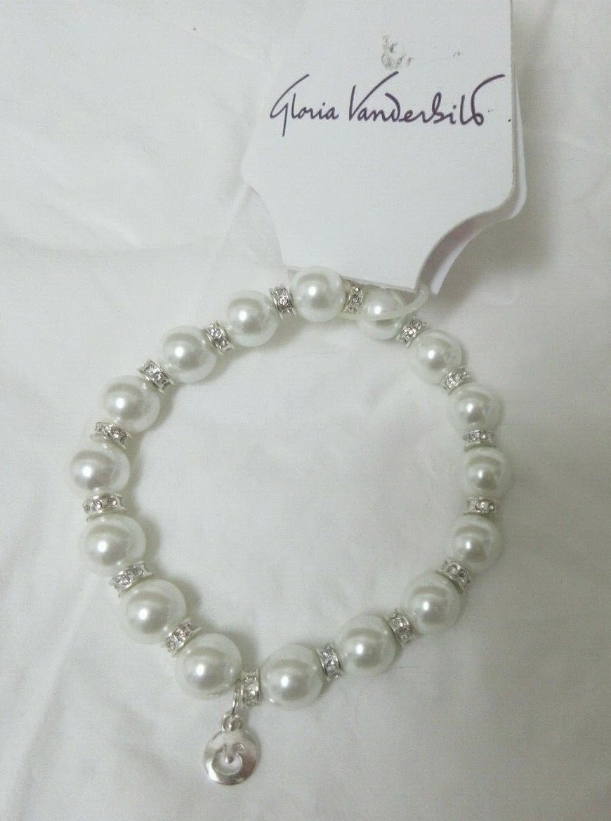 Vintage Gloria Vanderbilt Faux Pearl Swarovski Crystal Rondelle