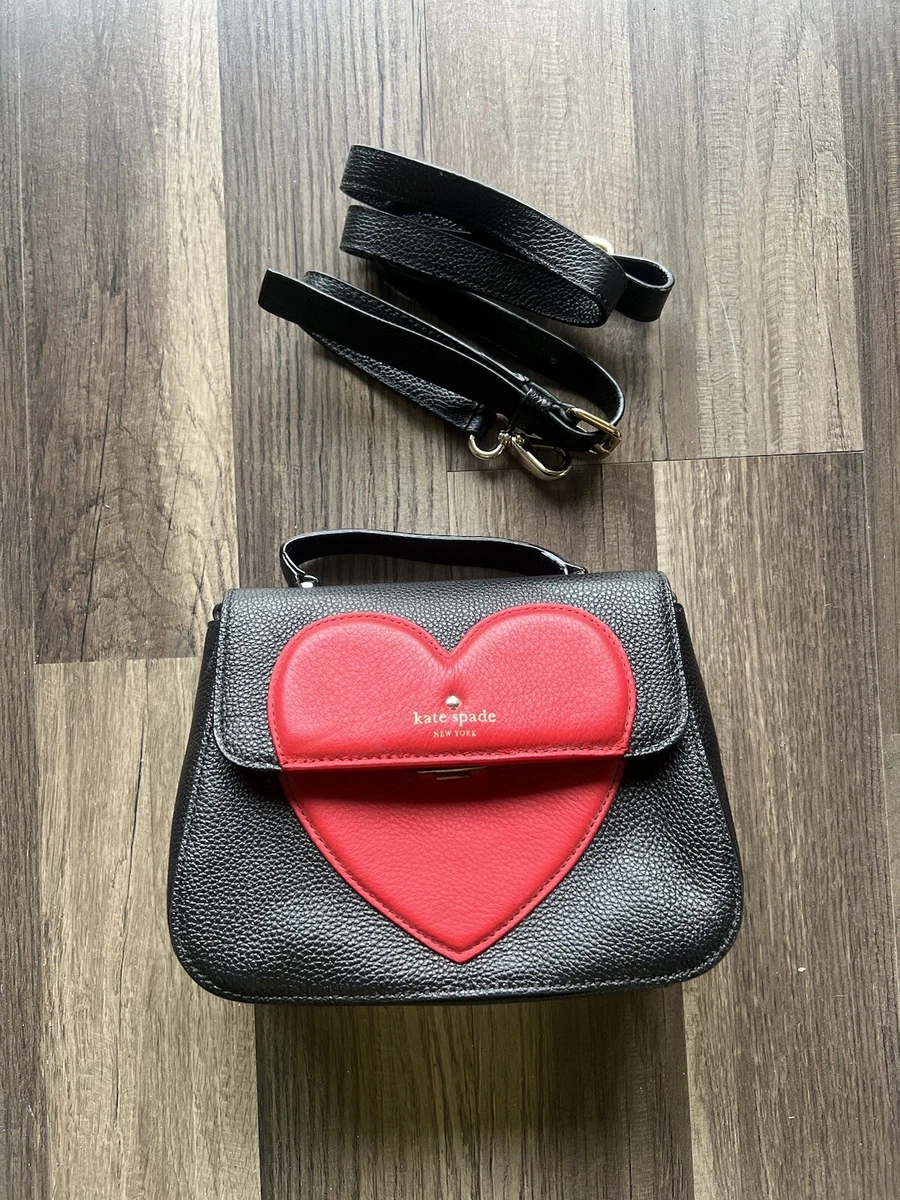 KATE SPADE Red HEART Black CROSSBODY Bag Valentine Purse Handbag