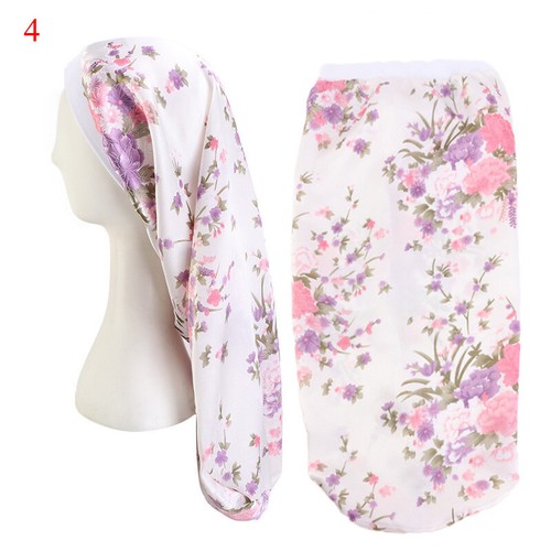 Silky Long Satin Bonnet Sleep Cap High Elastic Hair Band Nightcap Chemo Cap  + - Picture 16 of 20