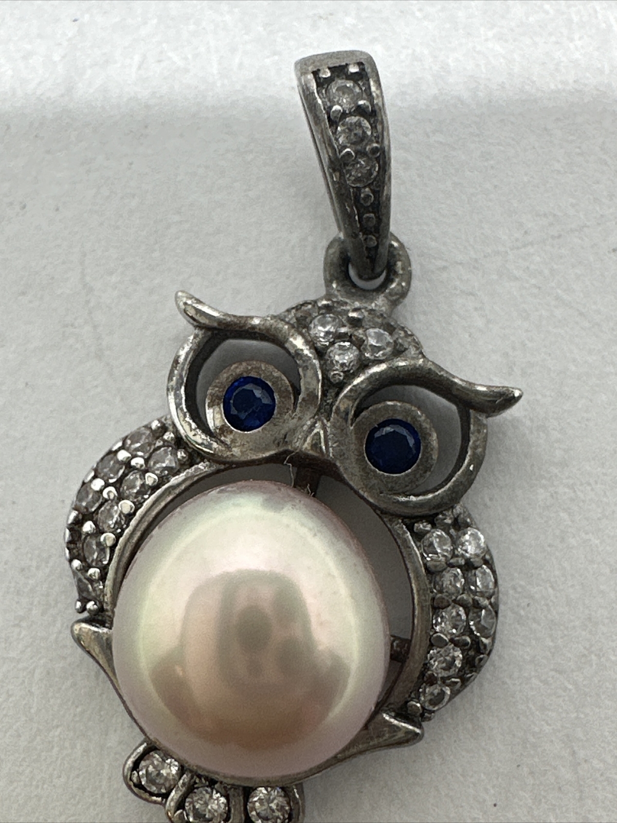 Vantel Pearls “Wise Guy” Sterling Silver Owl Pendant … Gem