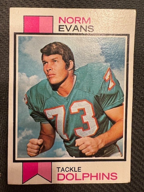 1973 Topps Football - Norm Evans ( Miami Dolphins ) #188 - EX/NM