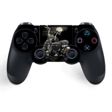 Skins Decal Wrap for PS4 / PS4 Pro Controller - Biker skeleton full moon tattoo