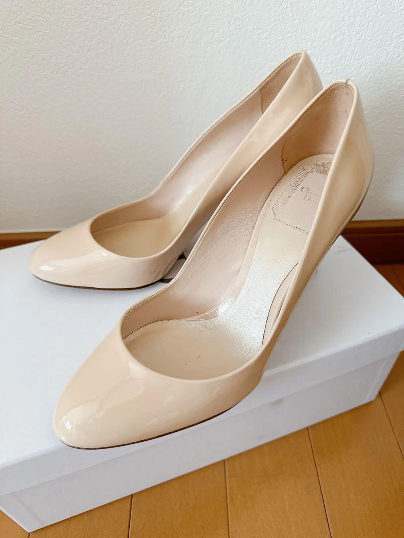 Escarpins Christian Dior talon cuir beige EU37/US7 47606c