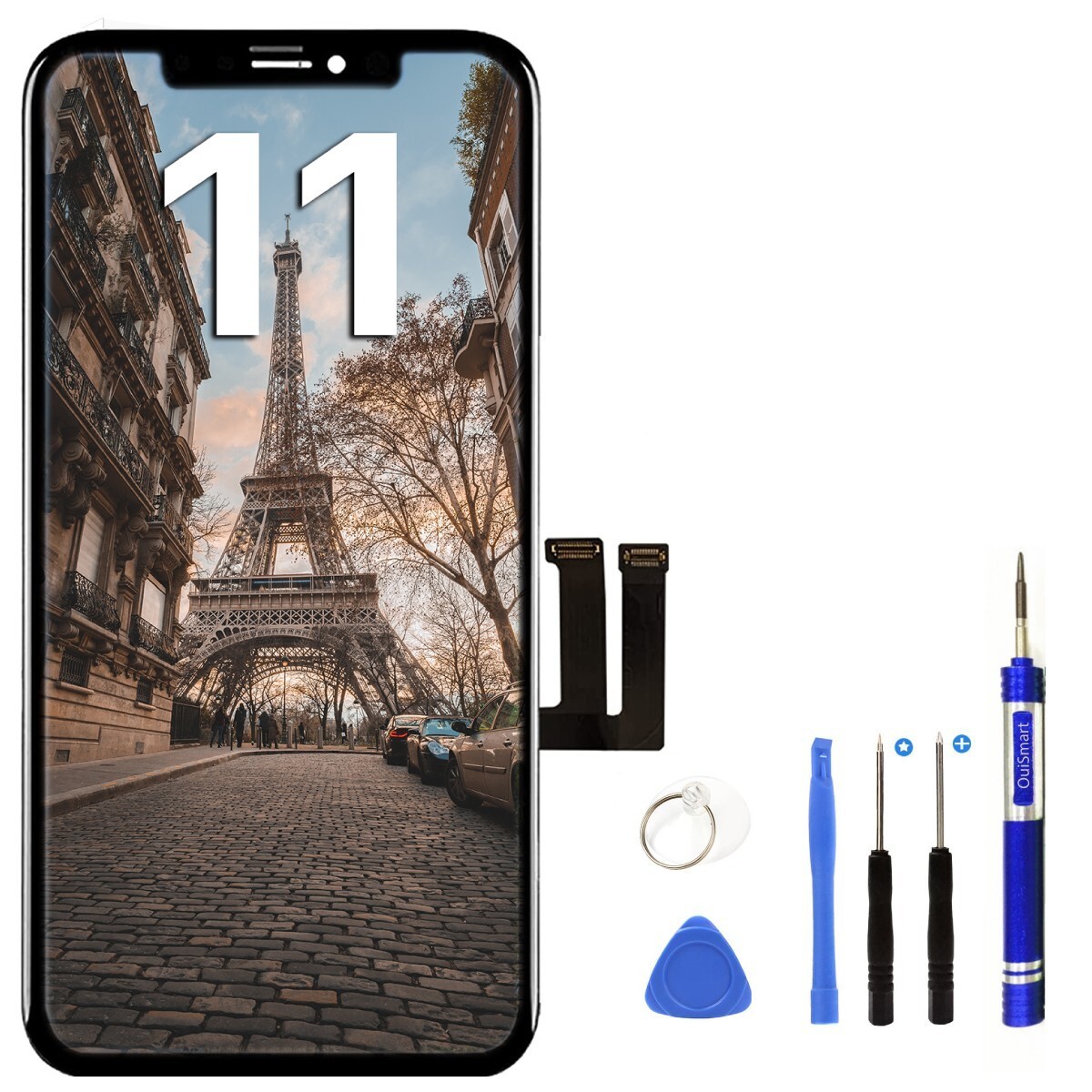 Écran LCD Complet OuiSmart Pour IPhone 11 Noir - Vitre Tactile Et Châssis Inclus + Outils - Neuf