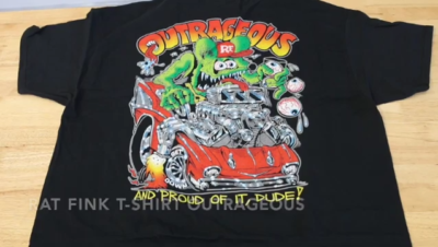 Men's Ed Big Daddy Roth Rat Fink Outrageous Hot Rod Black Cotton T