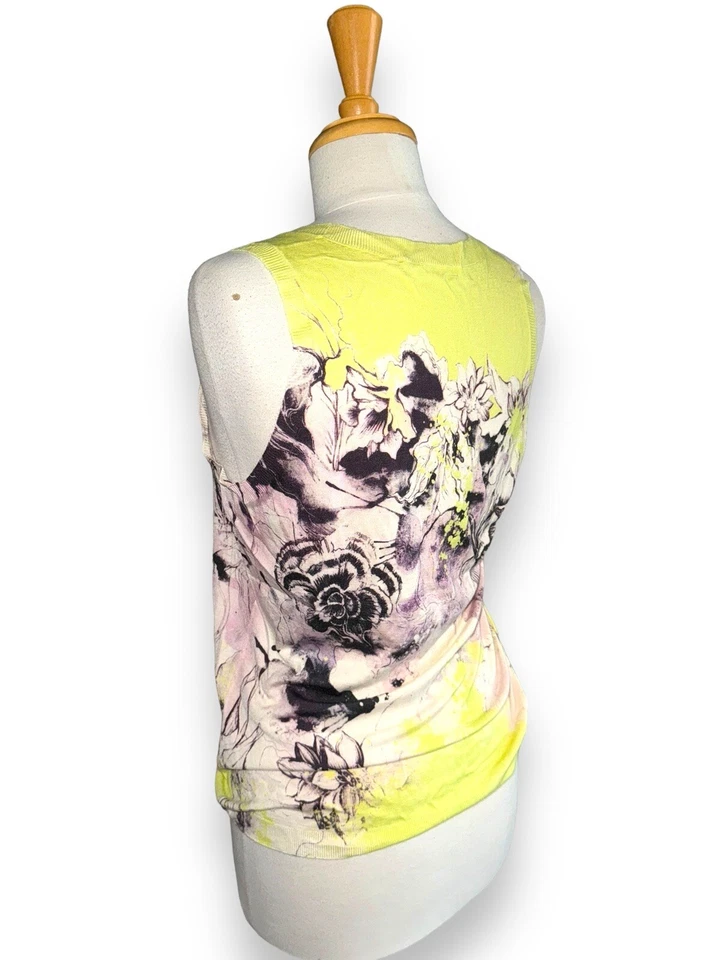 ROBERTO CAVALLI кашемир шелковая смесь оболочка/майка абстрактный цветочный размер 48 США 10/L - Изображение 4 из 4