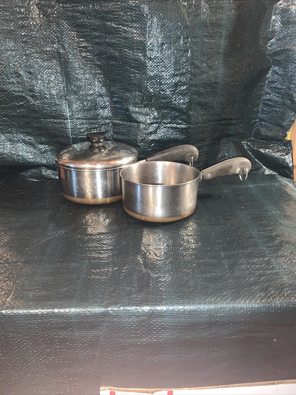 Revere Ware 2 Piece Set 1 & 2 Qt W/Lid Stainless Steel W/Copper Bottom