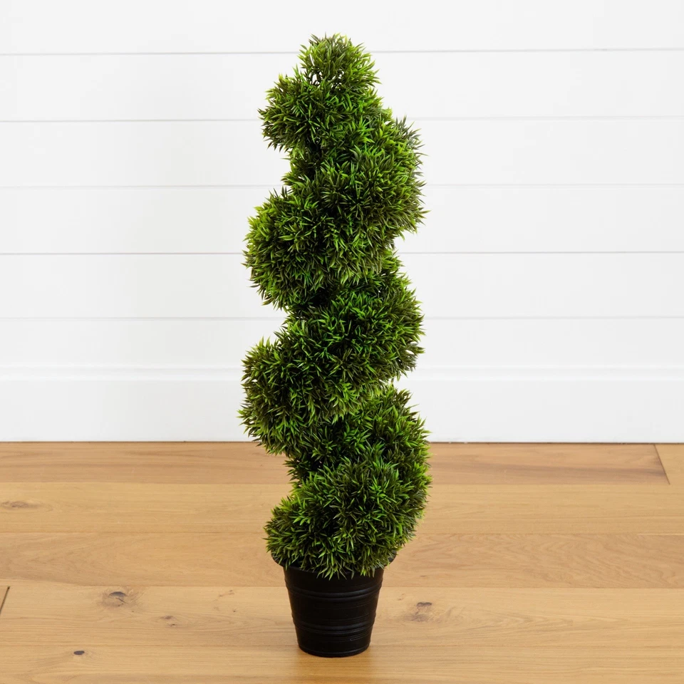 Árbol artificial espiral de césped topiario de 3' UV (interior/exterior). Venta al por menor $147 Foto 2 de 3