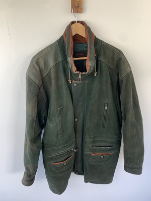 Vintage SARDAR schwere grüne Lederjacke Herren Large