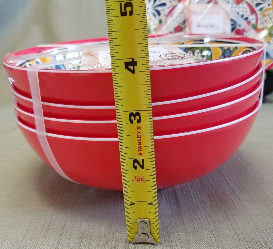 7-Pc. Panama Jack Melamine Medallion Floral 3 Dinner Plates 4 Cereal Bowls New! - Image 4 of 4