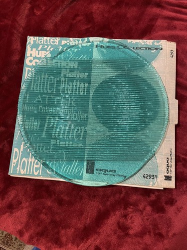 Hues Collection Aqua Glass Serving Platter 13” - Picture 3 of 4